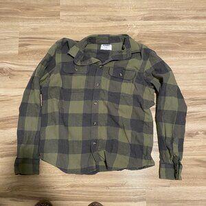 Old Navy Green and Gray Flannel Shirt M Medium Long Sleeve